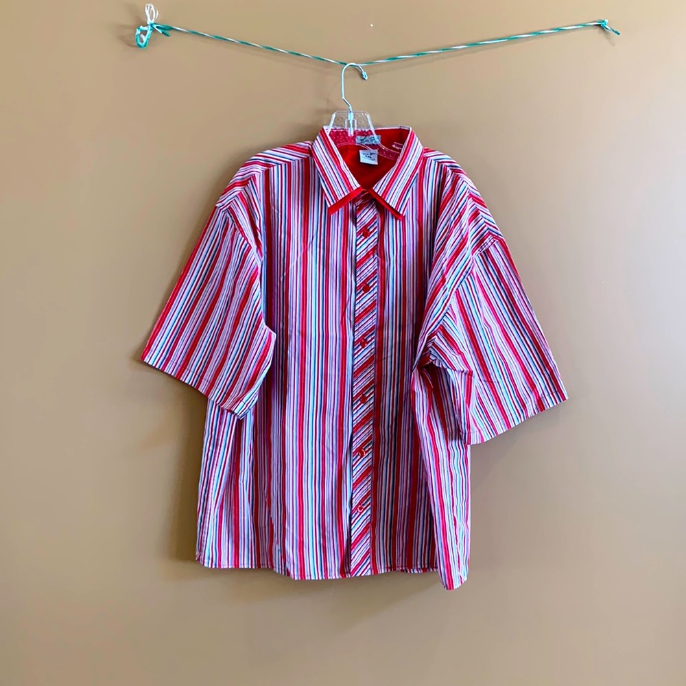 Dtek Jeans Striped Short Sleeved Button Down Shirt size 2XL